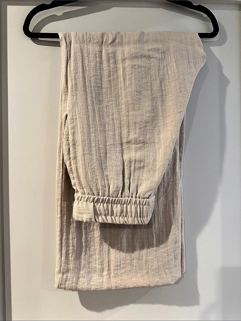 Cream Elastic Cuff Pants